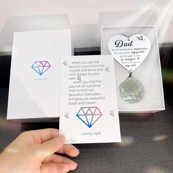 Memorial Suncatcher Gifts for Loss of Dad, Sympathy Gifts for Loss of Dad, Dad in Heaven Memorial Crystal Suncatcher for Window Home Decor (Dad) by GreenHaven Gardens