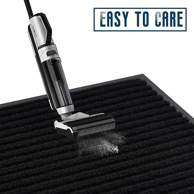 fani Heavy Duty Large Outdoor Indoor Entrance Black Doormat Waterproof Low Profile Entrance Rug Front Door Mat Patio Anti-Skid Rubber Back, 48x120 inch (Jet Black) by GreenHaven Gardens
