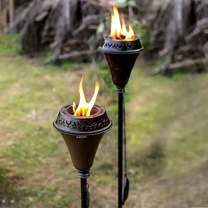 Deco Home 60" Garden Torch Large Flame Set of 2 Citronella Oil Lamp Outdoor Patio Outdoor Lawn Lighting Lamp for Party Pathway with Stakes and Deck Clamp (Olive Black) by GreenHaven Gardens