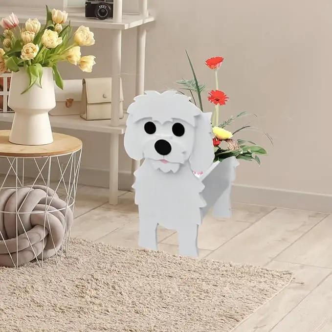 Maltese Dog Planter Plant Pots,Cute Garden Dog Flower Planter,Dog Planters Birthday Gifts for Women,Office,Indoor/Outdoor Decor（9.45 * 7.36 * 13.39in） by GreenHaven Gardens