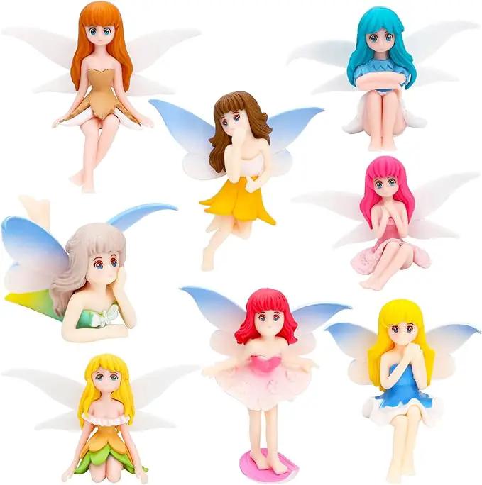 ONEST 8 Pieces Miniature Fairy Garden Accessories Small Fairy Figurines Hand Painted Fairy Figures Girl Fly Wing Figurines for Car Decor Fairy Garden Flower Pot Birthday Cake Topper by GreenHaven Gardens