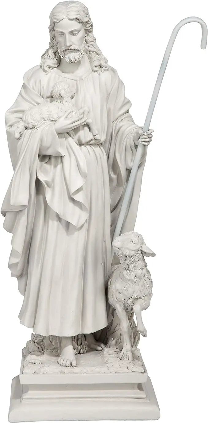 Design Toscano EU1785 Jesus The Good Shepherd Religious Garden Statue, 12 Inches Wide, 8 Inches Deep, 28 Inches High, Antique Stone Finish by GreenHaven Gardens