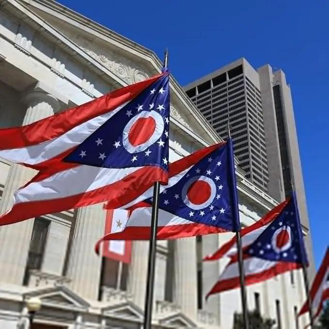 TOPFLAGS Ohio Flag 3X5 Outdoor OH Flag Double Sided Embroidered Longest Lasting Heavy Duty Polyester Stronger Brass Grommets 2 Stitched Hemming Perfect for Outside by GreenHaven Gardens