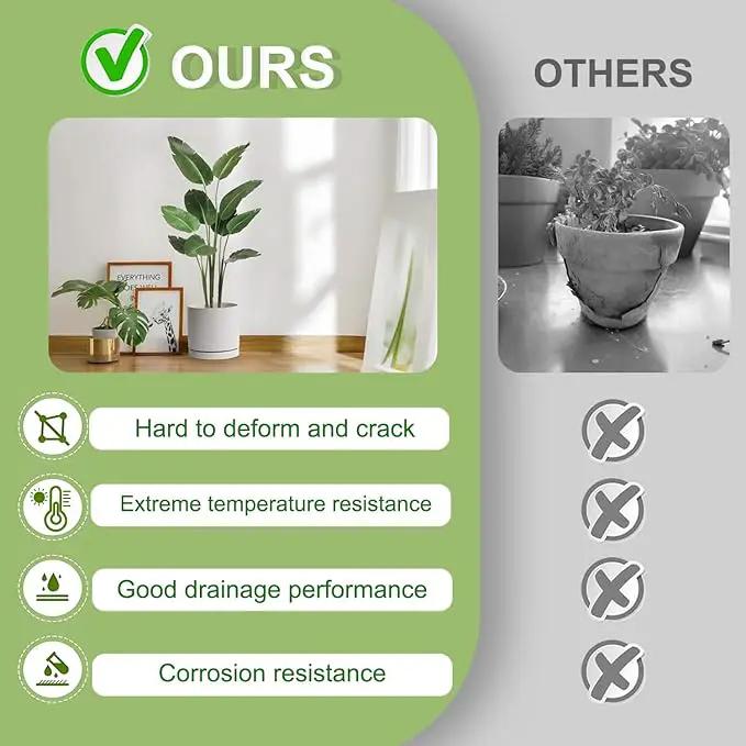 Aveyas 10 inch Ceramic Plant Pot with Drainage Hole and Saucer - Suitable for Indoor and Outdoor Use, Modern Planters for House Garden Flower Tree Snake Monstera Plants (10", Matte White) by GreenHaven Gardens