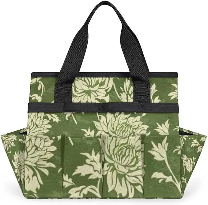 Spring Leaves Gardening Tool Bag,Heavy Duty Garden Tote Bag,Portable Oxford Gardening Storage Basket Organizer Handbag with Pockets Handle,Hand Tools Gifts for Outdoor Garden Lawn Yard by GreenHaven Gardens