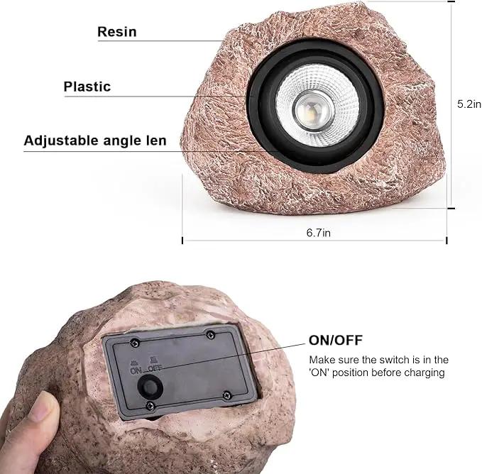 2 Pack Solar Rock Lights, Outdoor Decorative Garden Spotlights for Pathway, Walkway, Yard, Landscape, Patio by GreenHaven Gardens