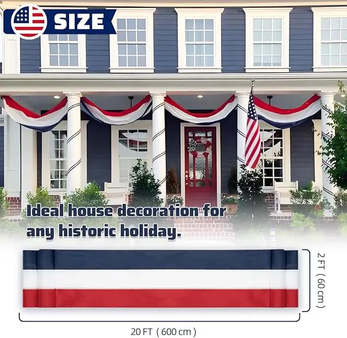 4Pack American Bunting Flag 2" x 20Ft Red, White & Blue Stripe Banner USA Patriotic Bunting Flags 4th of July Decoration for Outside Porch by GreenHaven Gardens