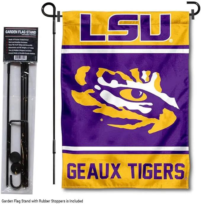 College Flags & Banners Co. Louisiana State LSU Tigers Garden Flag with Stand Holder by GreenHaven Gardens
