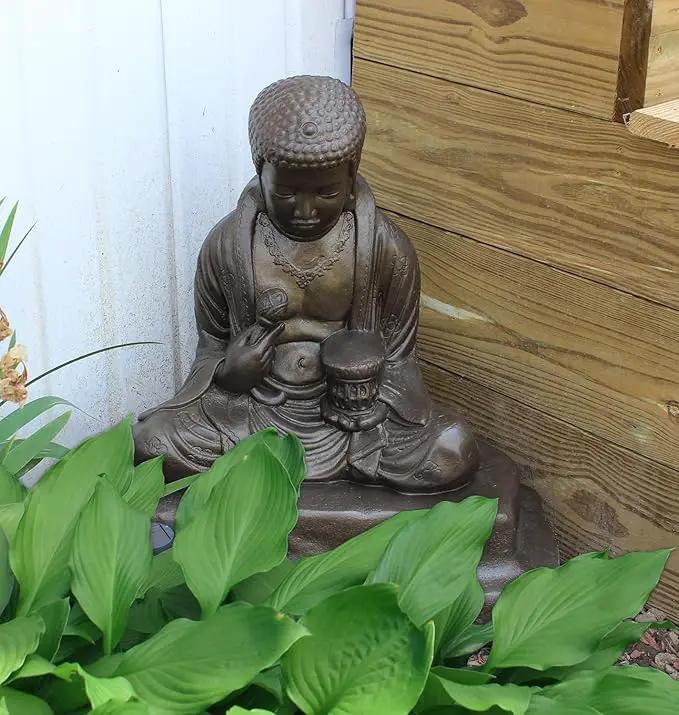 Emsco Group 92220 Lightweight Meditating Buddha Garden Statue, 24", Bronze by GreenHaven Gardens