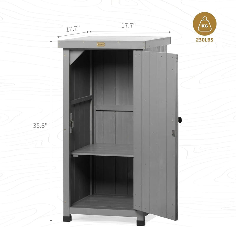 Outdoor Storage Cabinet for Patio, Garden Potting Bench Table with Shelves & Metal-Tabletop, Wooden Planting Work Station, Weatherproof by GreenHaven Gardens