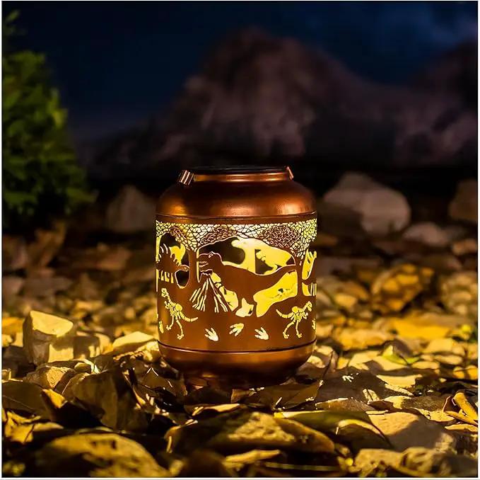Dinosaur Solar Lanterns Outdoor Waterproof,Hanging Solar Lights Dinosaur Gifts for Women Men Metal LED Decorative Light for Yard,Patio,Lawn,Tabletop,Pathway,Landscape,Garden Decor by GreenHaven Gardens