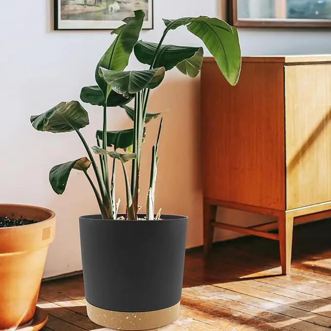 QCQHDU 10 inch Plant Pot, 2 Pack Planters for Indoor Plants with Drainage Holes & Saucer, Outdoor Flower Pots Home Garden Modern Decor by GreenHaven Gardens