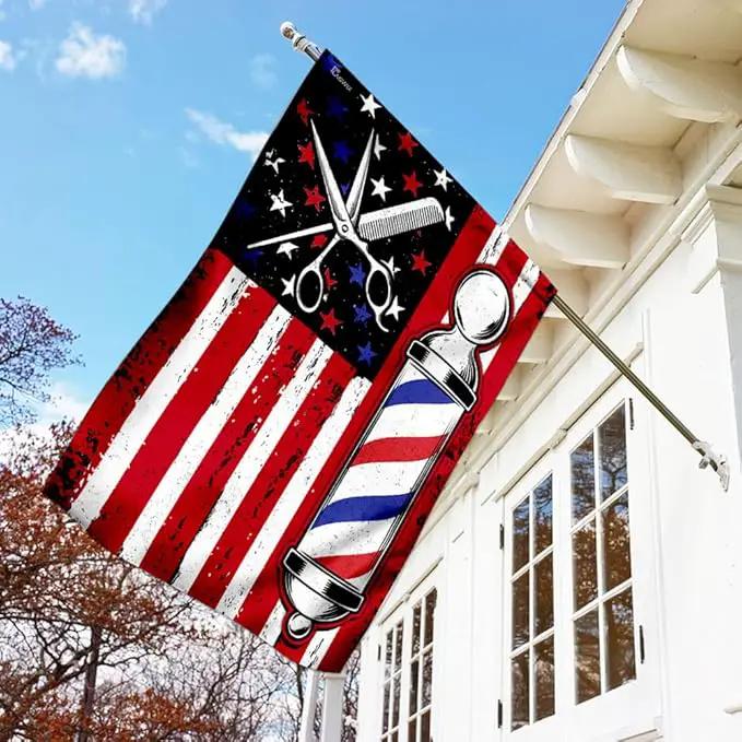 FLAGWIX American Flags, Barber Flag - 4th of July, Independence Day Decorations for Inside, Outside, Garden Flag (11.5" x 17.5") - USA House Garden Flags Premium Polyester, Decorative Outdoor Flags by GreenHaven Gardens