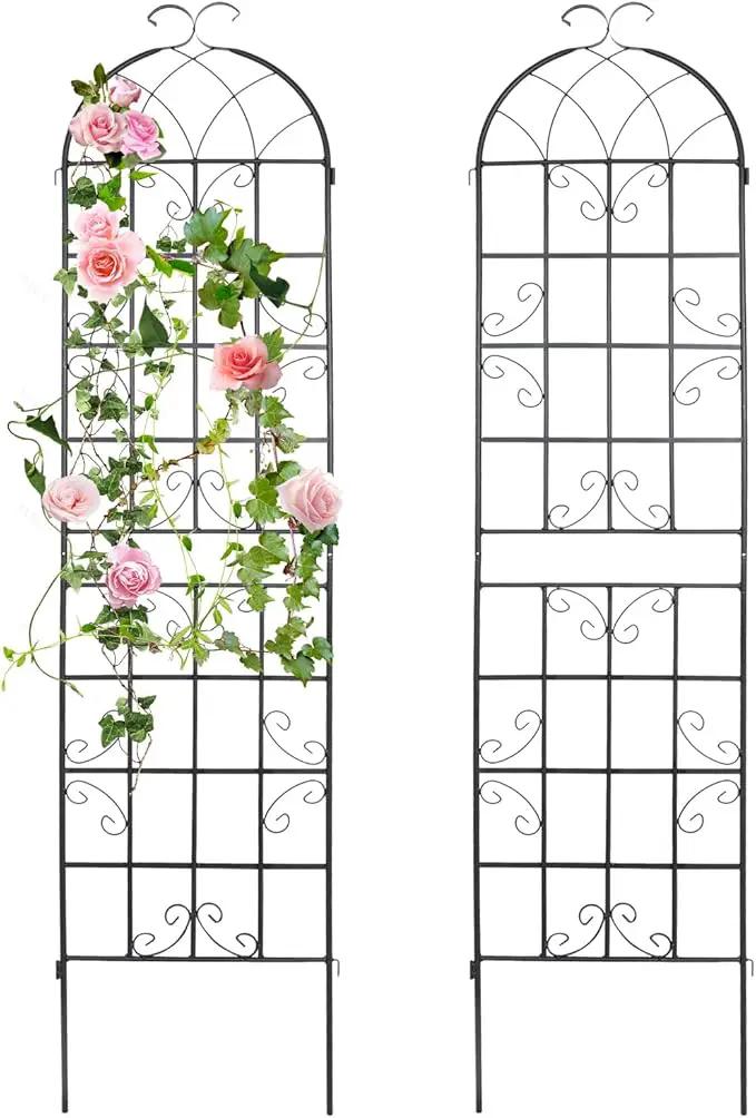 2 Pack Metal Garden Trellis 86.2x19.7inch for Climbing Plants,Rustproof Sturdy Black Steel Trellis Plants Support Outdoor for Outdoor Roses Vine Cucumbers Vegetables Flower Support by GreenHaven Gardens