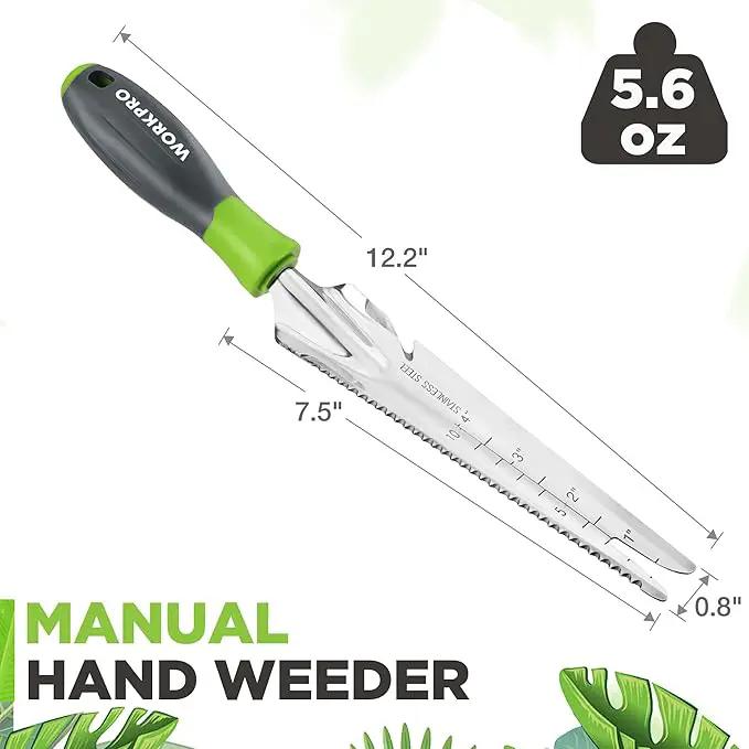 WORKPRO Hand Weeder Puller, 5-in-1 Stainless Steel Garden Trowel with Soft Handle, Gardening Weeding Tool for Easy Weeder Removal, Planting, Weeding, Flower & Vegetable Care in Garden Lawn Yard by GreenHaven Gardens