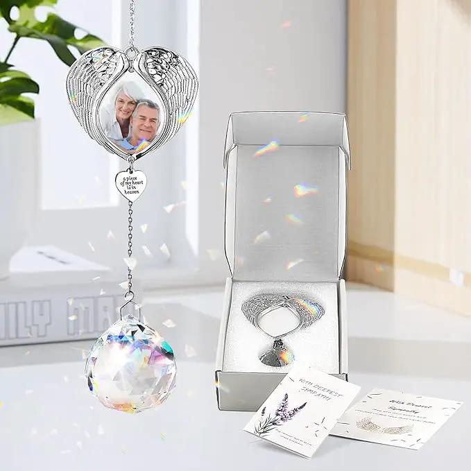 Memorial Gifts for Loss of Loved One, Sympathy Gifts Personalized Memorial Picture Frame Ornament - SunCatcher Crystal Ball, Rainbow Bereavement Gift Ideas for Loss of Mom, Dad, Friend by GreenHaven Gardens