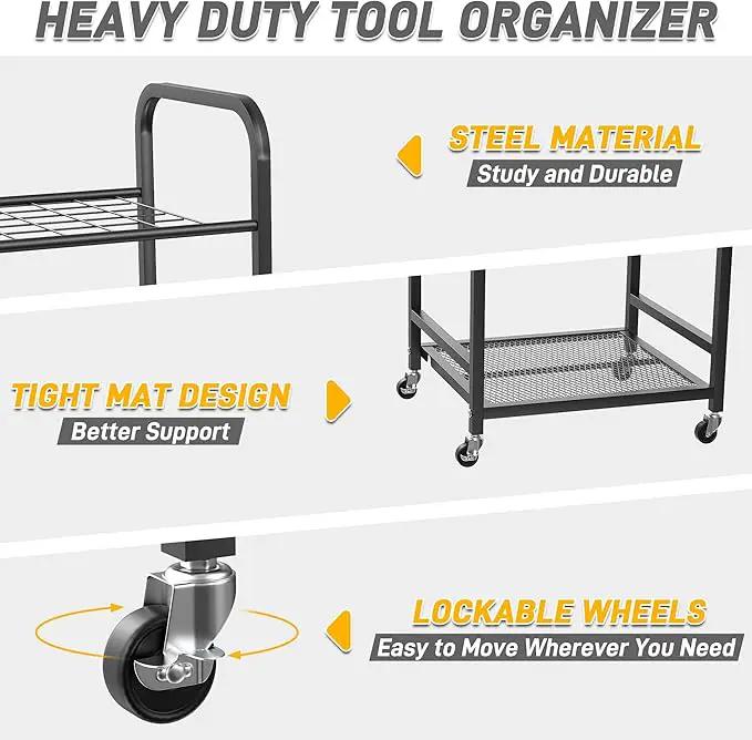 Ultrawall Garden Tool Organizer Stand, Yard Tool Storage Rack with Lockable Wheels, Garage Tool Storage for Rake, Brooms, Indoor & Outdoor Use by GreenHaven Gardens