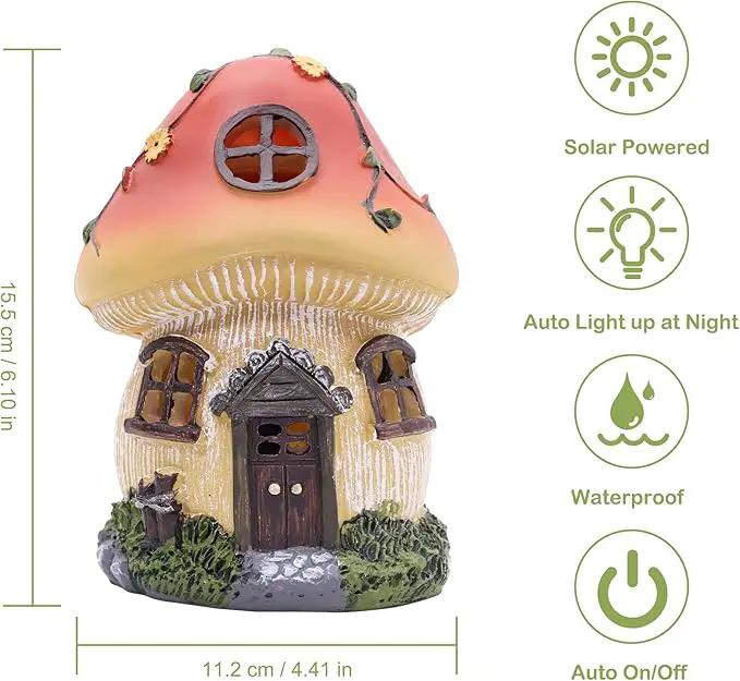 Attivolife Mushroom Fairy House Solar Light, Outdoor Home Garden Resin Statue Flickering LED Lamp, Lawn Porch Patio Yard Backyard Plant Decoration, Unique Gift for Women Mom Housewarming Birthday by GreenHaven Gardens
