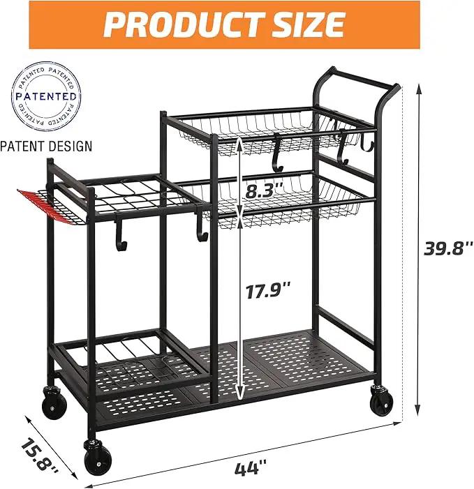 PLKOW Garden Tool Organizer with Wheels, Garden Tool Rack, Yard Tool Holder for Rakes, Shovel, Fertilizer, Garden Tool Storage for Garage, Shed, Outdoor by GreenHaven Gardens