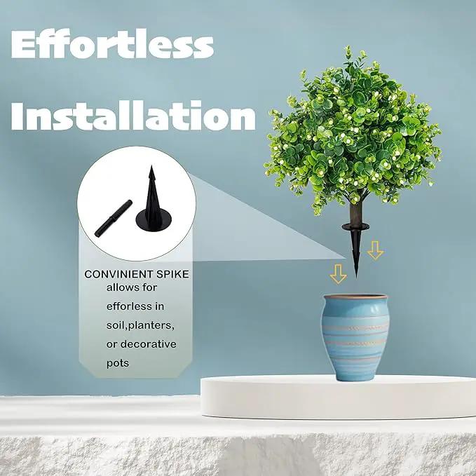 Artificial Boxwood Topiary Ball Trees 21.6" Tall UV Resistant Artificial Bushes, Set of 2 Faux Plants with Spike Easy to Push in The Ground for Indoor Outdoor Garden by GreenHaven Gardens