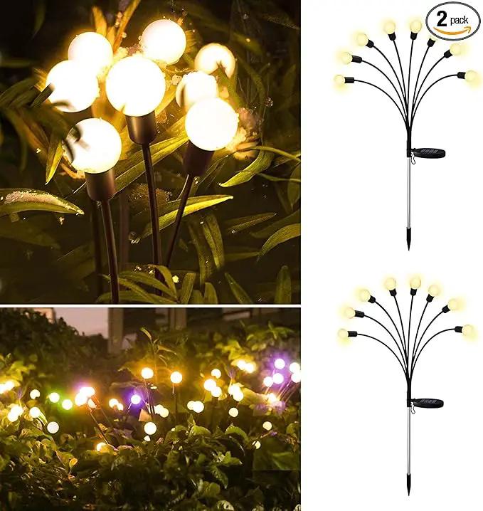Solar Firefly Lights 2 Pack 16 LED Lights 2 Lighting Modes for Garden,Patio and Yard Solar-Powered LED Lights (Warm White, 2) by GreenHaven Gardens
