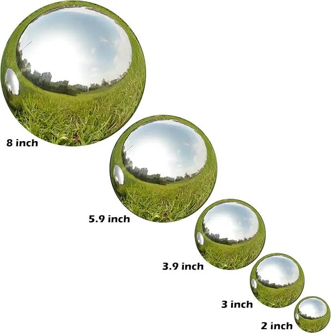 Nerien Gazing Ball, Stainless Steel Garden Mirror Globe, Polished Ornament Sphere, Hollow Floating Reflective Hemisphere, for Home Outdoor Pond Housewarming Swimming Pool Decoration, Silver, 8Pcs by GreenHaven Gardens