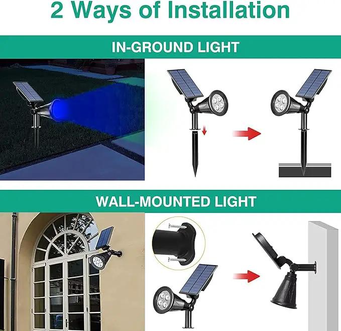 T-SUNUS Solar Landscape Spotlights IP65 Waterproof Blue Lights Outside Auto On/Off Yard Lighting 2 Modes for Halloween Christmas Outdoor Tree Driveway Garden Flag Pond Pool Statue Backyard 4-Pack by GreenHaven Gardens