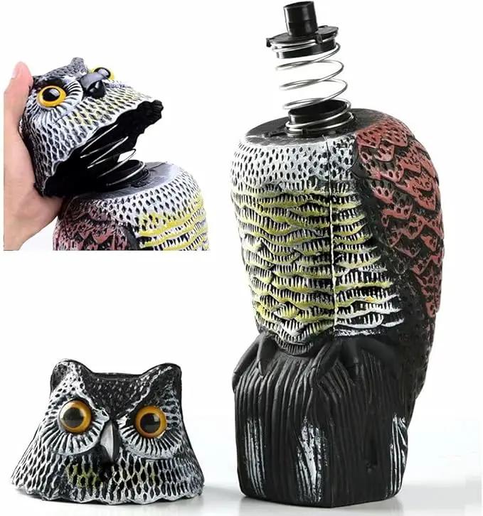 Owl Decoy 360 Rotate Head, Scarecrow Fake Owls Natural Enemy Realistic Owls to Scare Birds Away by GreenHaven Gardens