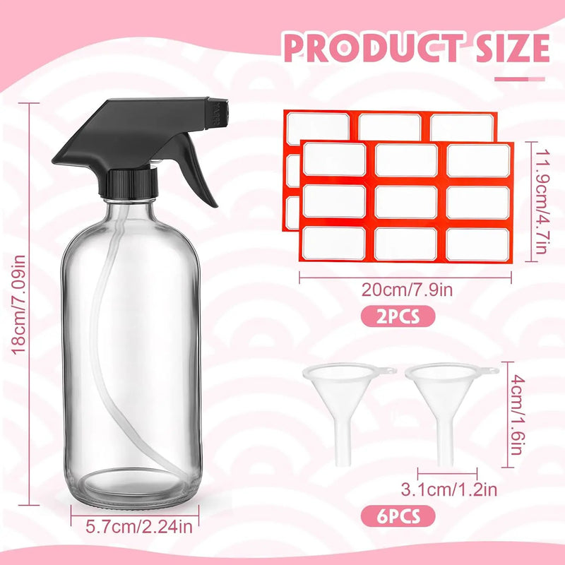Norme 12 Pcs 8 oz Glass Spray Bottles with Funnels and Labels Refillable Cosmetic Empty Spray Bottles with Sprayer Containers for Essential Oil Cleaning Solutions(Clear,Classic) by GreenHaven Gardens