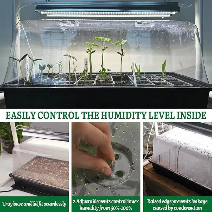 [Upgraded 1020 Size] Soligt Seed Starter Kit with Grow Light and Heat Mat - Strong Seed Starter Tray, 7" Humidity Dome and Grow Light Stand for Seed Starting, Seedling Germinating & Plant Propagating by GreenHaven Gardens