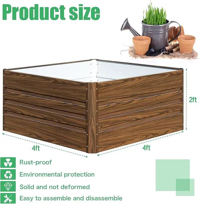 SnugNiture Galvanized Raised Garden Bed 4x4x2FT Outdoor Large Metal Planter Box Steel Kit for Planting Vegetables, Flowers by GreenHaven Gardens