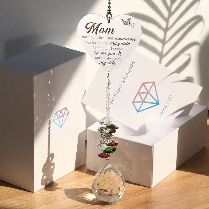 Memorial Gifts for Loss of Mom, Sympathy Gifts for Loss of Mom, Mom in Heaven Memorial Crystal Suncatcher for Window Home Decor (Mom) by GreenHaven Gardens