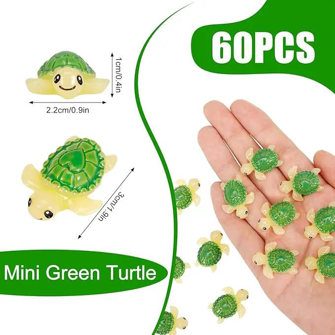 60 Pcs Mini Resin Tortoise,Cute Miniature Sea Turtle Figurines,Tiny Ocean Tortoise Statues for Fairy Garden Landscape Birthday Party Ornament Home Plant Decor Crafts DIY(Green) by GreenHaven Gardens