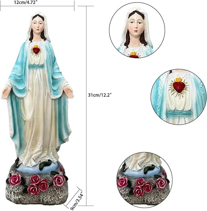 Solar Outdoor Garden Lights Religious Series-Virgin Mary Statue,Blessed Virgin Mary Mother Figure with Solar Flower Ligths,Home/Garden Decor, Religious Gift to Women/Mom(11.81" H) by GreenHaven Gardens