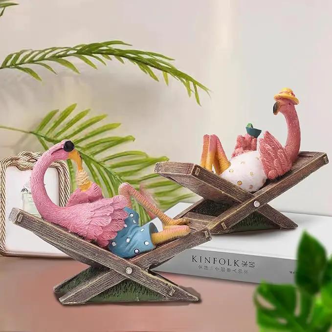 MUAMAX Pink Flamingo Garden Statues Flamingo Ornaments Small Flamingo Statue Summer Tropical Coastal Desk Decor Yard Art Ornament Housewarming Gifts Outdoor Patio Lawn Decorations by GreenHaven Gardens