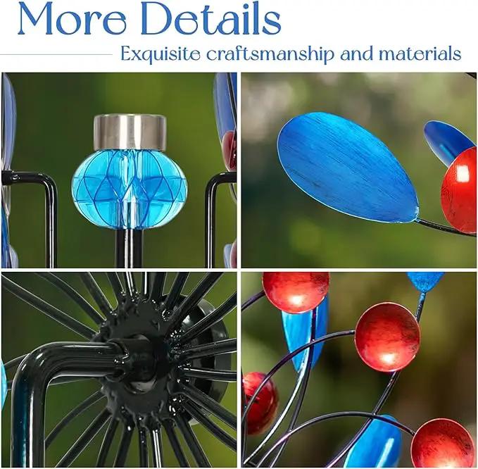 Wind Spinners for Yard and Garden Large - 80 inch Wind Spinners Outdoor Metal Large with Solar LED Light, Wind Sculptures & Spinners Windmills for Birthday Gifts Decorations(24 Diameter) by GreenHaven Gardens