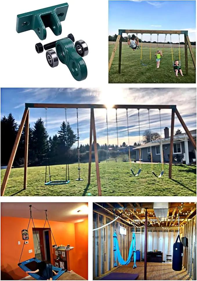 Heavy Duty Black Swing Hangers Screws Bolts Included Over 5000 lb Capacity Playground Porch Yoga Seat Trapeze Wooden Sets Indoor Outdoor (4 Pack) by GreenHaven Gardens
