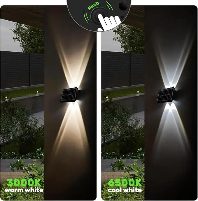 4LED Solar Wall Lights, Up and Down Lighting Solar Light Outdoor Waterproof IP65, 6500K/3000K Solar Fence Light for Yard Garden Garage Christmas Decorations (4 Pack) by GreenHaven Gardens