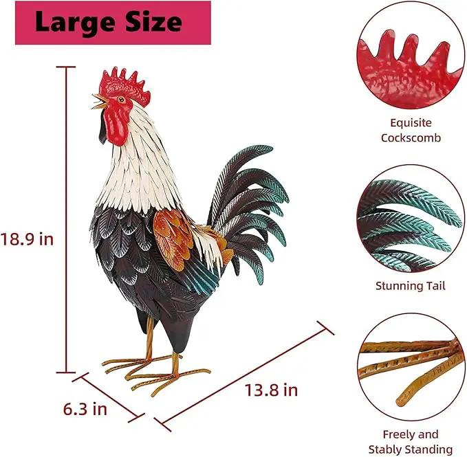 chisheen Metal Rooster Decor,Yard Chicken Decorations,Outdoor Garden Statues, Metal Chicken Sculpture for Backyard Patio Kitchen Decor & Lawn Ornaments by GreenHaven Gardens