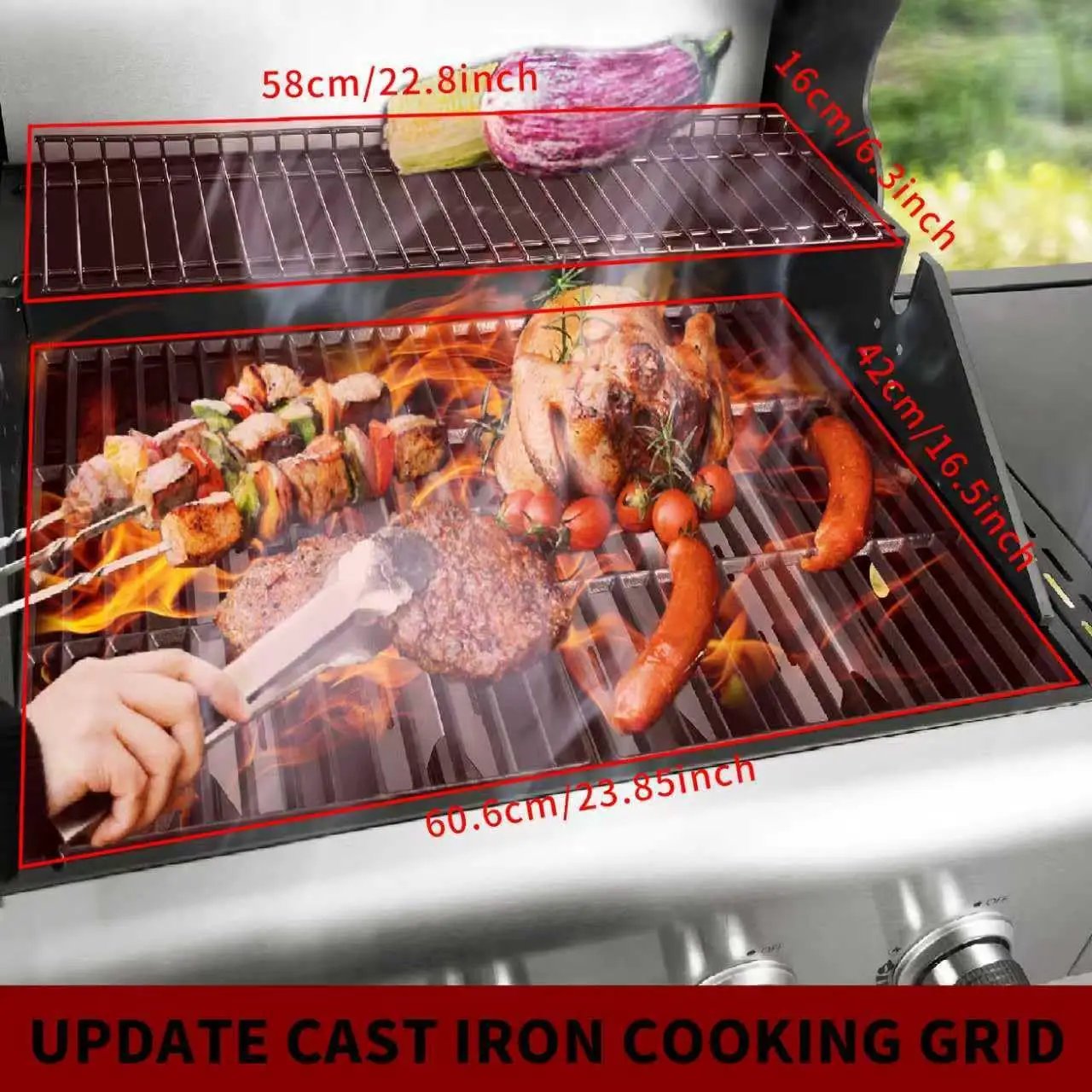 4-Burner Propane Gas BBQ Grill with Side Burner, 53,000 BTU Output with Enameled Cast Iron Grates for Patio Garden Barbecue, Stainless Steel by GreenHaven Gardens