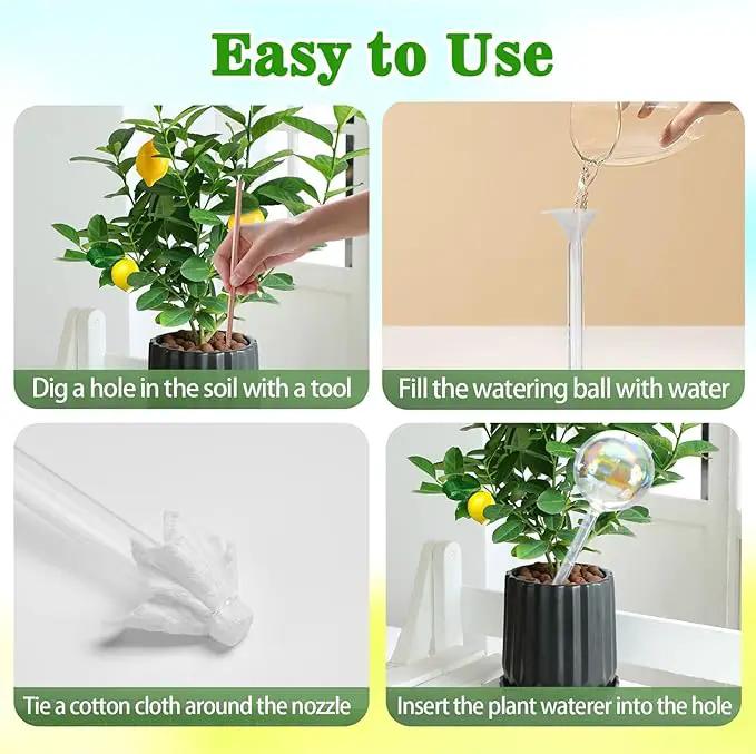 Plant Watering Globes, 6PCS Iridescent Rainbow Gradient Color Clear Glass Bulbs Self Watering Spikes Planter Insert, Automatic Plant Waterer Bulbs Devices for Various Plants by GreenHaven Gardens