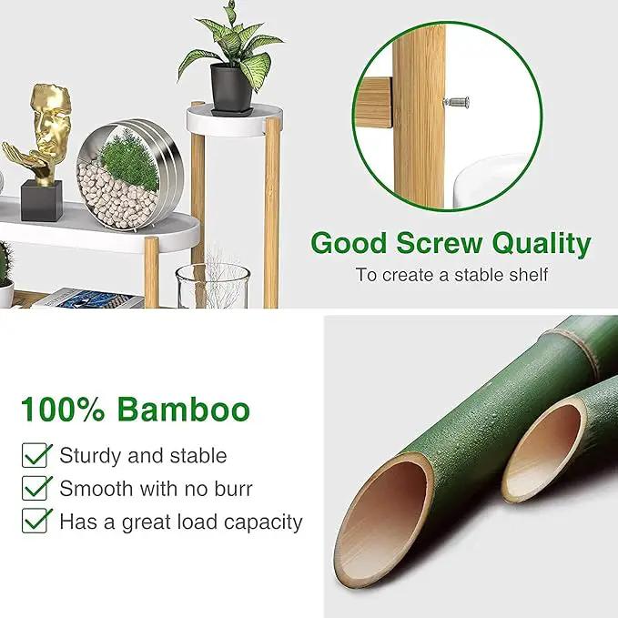 Bamboo Plant Shelf Indoor, 3 Tier Tall Corner Plant Shelves Holder & Plant Display Rack for Outdoor Garden Indoor Home by GreenHaven Gardens