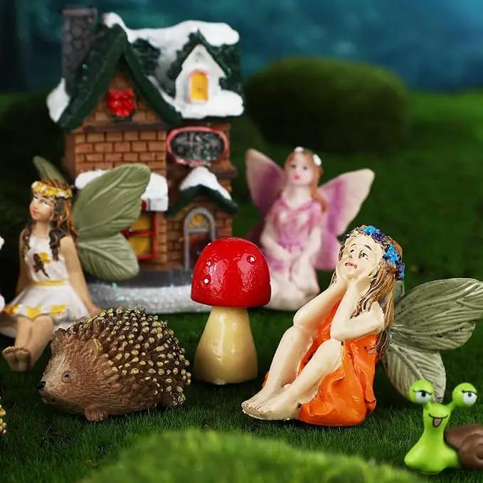 Roowest 16 Pcs Garden Accessories Miniatures Fairies Kit Resin Hedgehogs Cute Tiny Mushroom Miniature Figurines Mini Garden Lawn Yard Micro Landscape Ornaments for Home Decorations Outside by GreenHaven Gardens