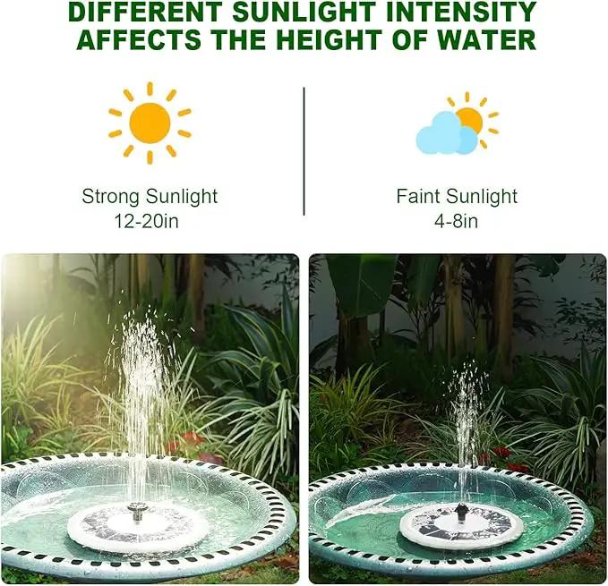 Solar Water Fountain with LED Lights Matte Panel, Built-in 4000 mAH Battery Large Bird Bath Fountains Solar Power with 4 Fixed Rods, Solar Fountain Pump for Pond, Outdoor,Garden,Pool-Multicolor by GreenHaven Gardens