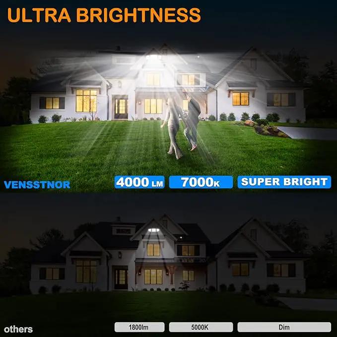 Solar Motion Sensor Flood Lights Outdoor - 4000LM 4 Lighting Modes, 72FT Sensing Distance, Split 3000mAh Solar Panel, IP65 Waterproof Security Lights with Remote for Porch Yard Patio Garage by GreenHaven Gardens