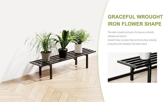 Zhongma One Tier Metal Plant Stand (35.43 L x 8.66 W x 7.9 H) Heavy Duty Plant Holder for Home, Window,Garden, Plant Lovers, Display Stand by GreenHaven Gardens