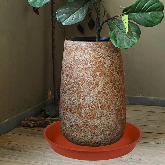 2 Pack of 20 22 inch Plant Saucer (19.1 inch Base), 3.6" Depth Tray, Large Deep Heavy Duty Saucers for Pots, Garden Bird Bath Bowl, Plant Trays for Indoors Outdoor (21", Terracotta) by GreenHaven Gardens