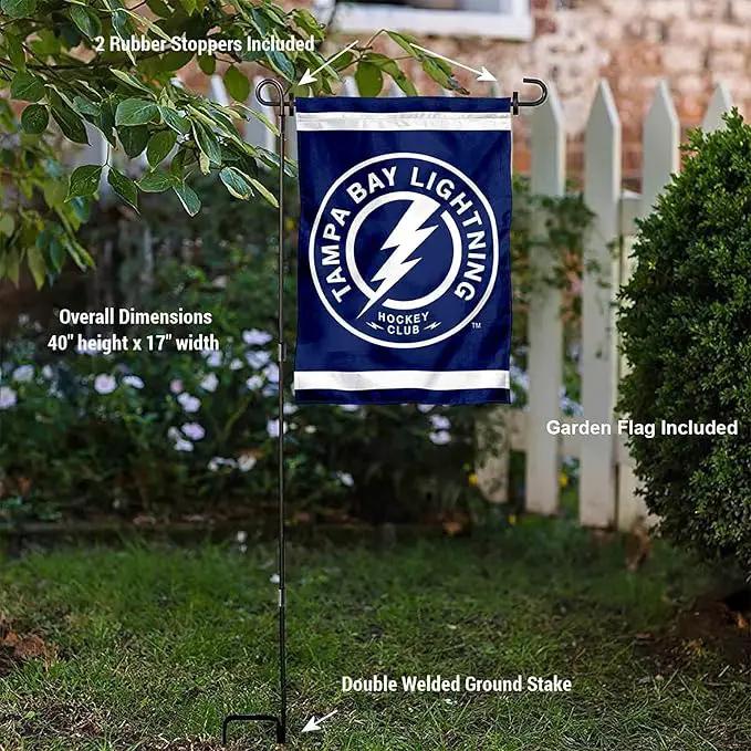 WinCraft Tampa Bay Lightning Circle Logo Garden Flag and Pole Stand Holder by GreenHaven Gardens