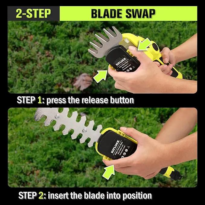 KITLUCK 8V Cordless 2-in-1 Grass Shear & Hedge Trimmer,Handheld Electric Grass Trimmer Hedge Shears/Grass Cutter Rechargeable,2000mAh Battery for Yard, Garden, Lawn Care by GreenHaven Gardens