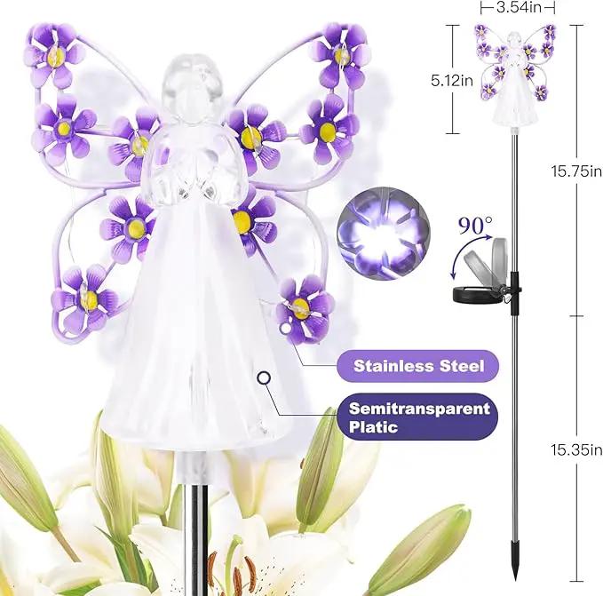Solar Angels for Cemetery, Fairy Angel Solar Powered Fairy Waterproof Light, 2pcs LED Outdoor Decorative Light, Grave Decorations for Cemetery, Solar Lights for Outside Gardening Supplies by GreenHaven Gardens